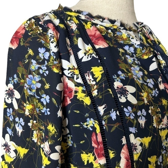 Banana Republic Black Blogger Fav Floral Valeri Long Sleeve Smocked Dress Small - Picture 7 of 16